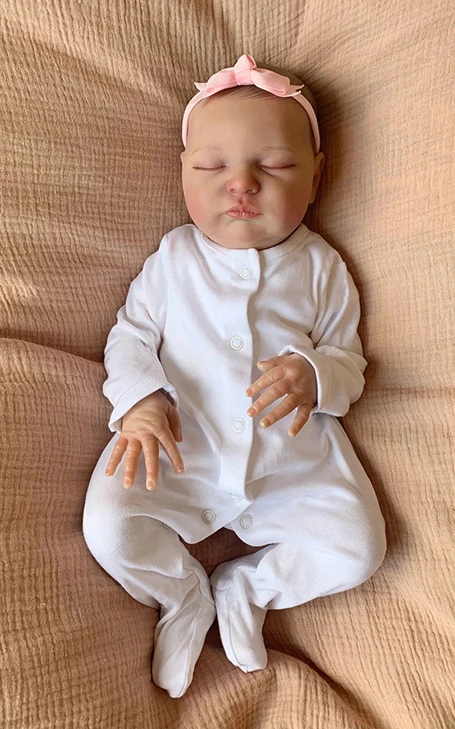 

50CM Already Newborn Baby Laura Reborn Baby Sleeping Lifelike Soft Touch Cuddly 3D Skin Visibile Veins High Quality Art Doll