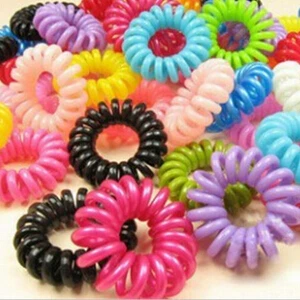1 Pc Hair Telephone Wire Colored Ring Line Invisi Elastic Traceless Gum Cord Hair Rope For Girl Hair Scrunchy Solid Color