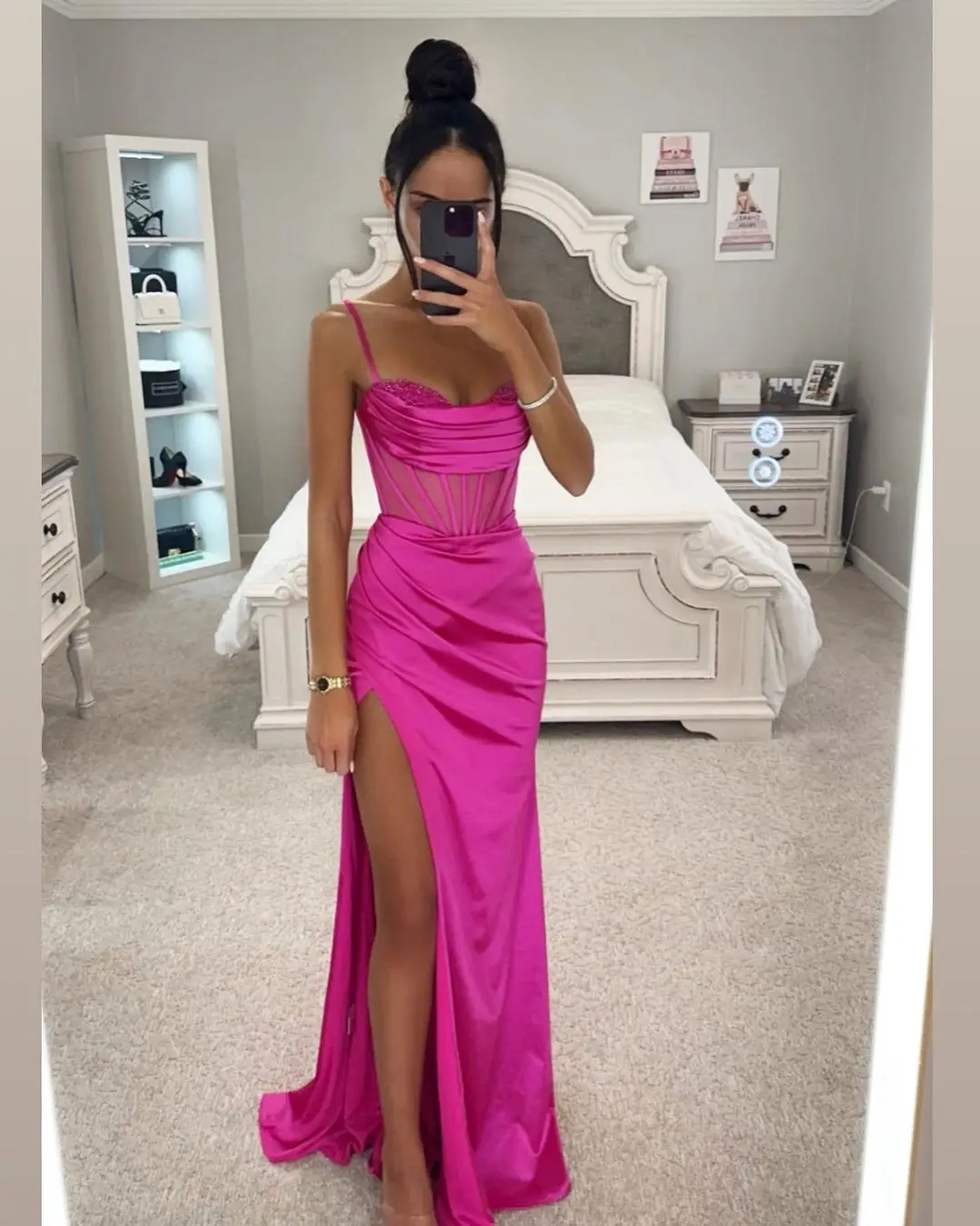 

Mermaid Prom Dresses Sleeveless Spaghetti Straps Evening Dress Side Split V-Neck Formal Party Gowns Fashions Outfits