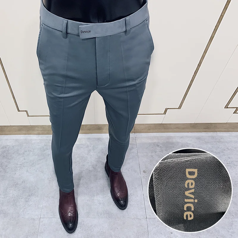 Men's Trousers Spring Autumn Slim Fit Korean Business Casual Small Foot Elastic Suit Pants Simple Solid Color stretch pants business pants suit pants men pants