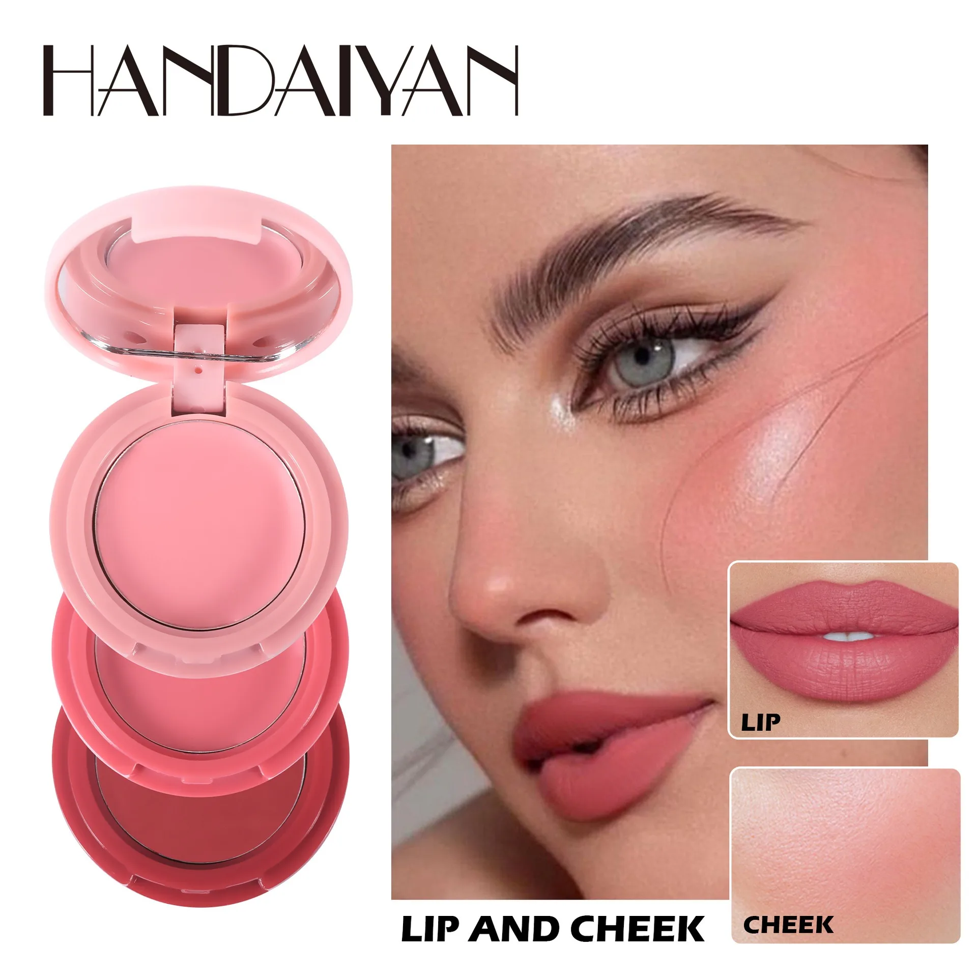 Strawberry Cheek & Lip Blush Cream Mousse Texture 3 IN 1 Tinted Mositure Velvet Matte Blush Palette Peach Red Face Pigment facial blusher,blush cream,cream blusher