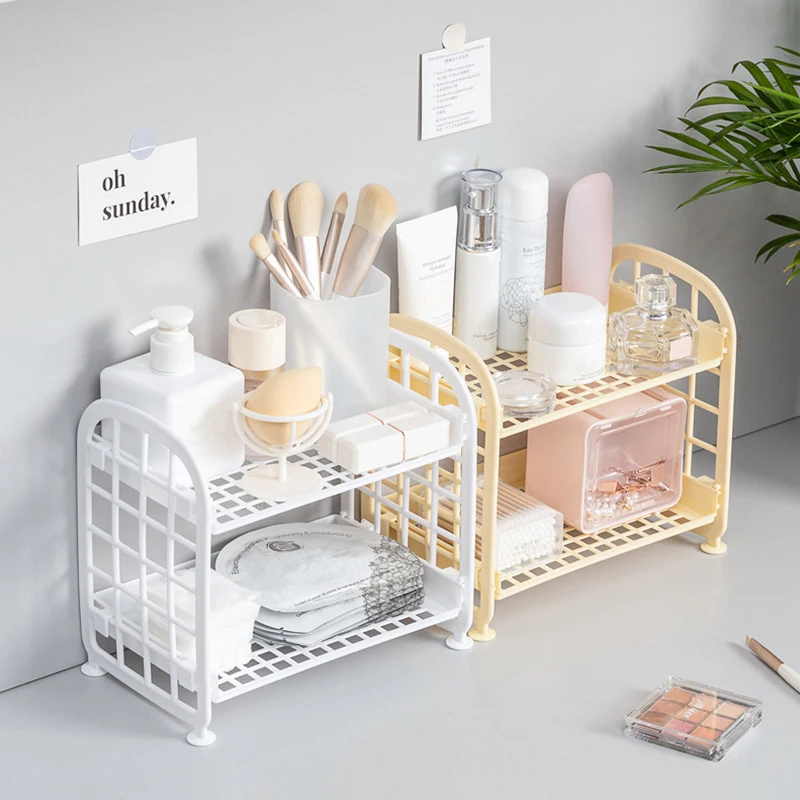

Simple Splicing Folding Storage Rack Double-layer Shelves Dormitory Multi-functional Home Desktop Grocery Cosmetics Organizer