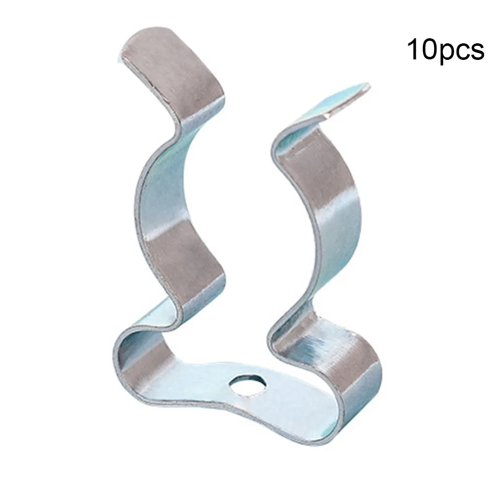 10 Stuks Gereedschap Veer Badstof Clips Zilver Voor Garages Werpt Patio 'S Kasten Opbergen Gereedschap Bezems Borstels Harken Hardware