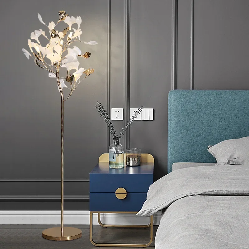 

Modern LED Floor Lamps Leaf Light Luxury Living Room Bedroom Bedside Night Lights Home Warm Minimalist Nook Standing Furniture