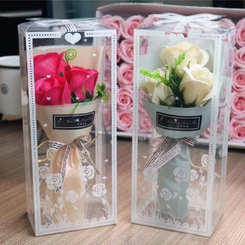 Romantic Artificial Rose Soap Bouquet in Elegant Gift Box Perfect Valentine's Day Decoration  Creative Present for Loved Ones