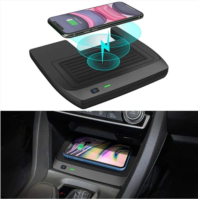 

Car Qi Wireless Charger For Honda Civic 2016 2017 2018 2019 2020 2021 Hatchback Si Coupe Type R Mat Accessories