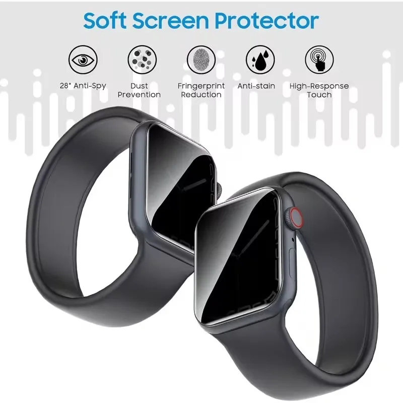 애플워치 46mm 44mm 45mm 41mm 40mm 42mm용 3/4개입 프라이버시 하이드로겔 필름, iWatch 시리즈 10 9 8용 안티 스파이 스크린 보호필름
