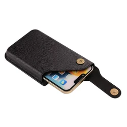 Universal Leather Phone Bag with Belt Clip - Premium Smartphone Waist Case - 15cm - 8cm - 1.5cm (Black)