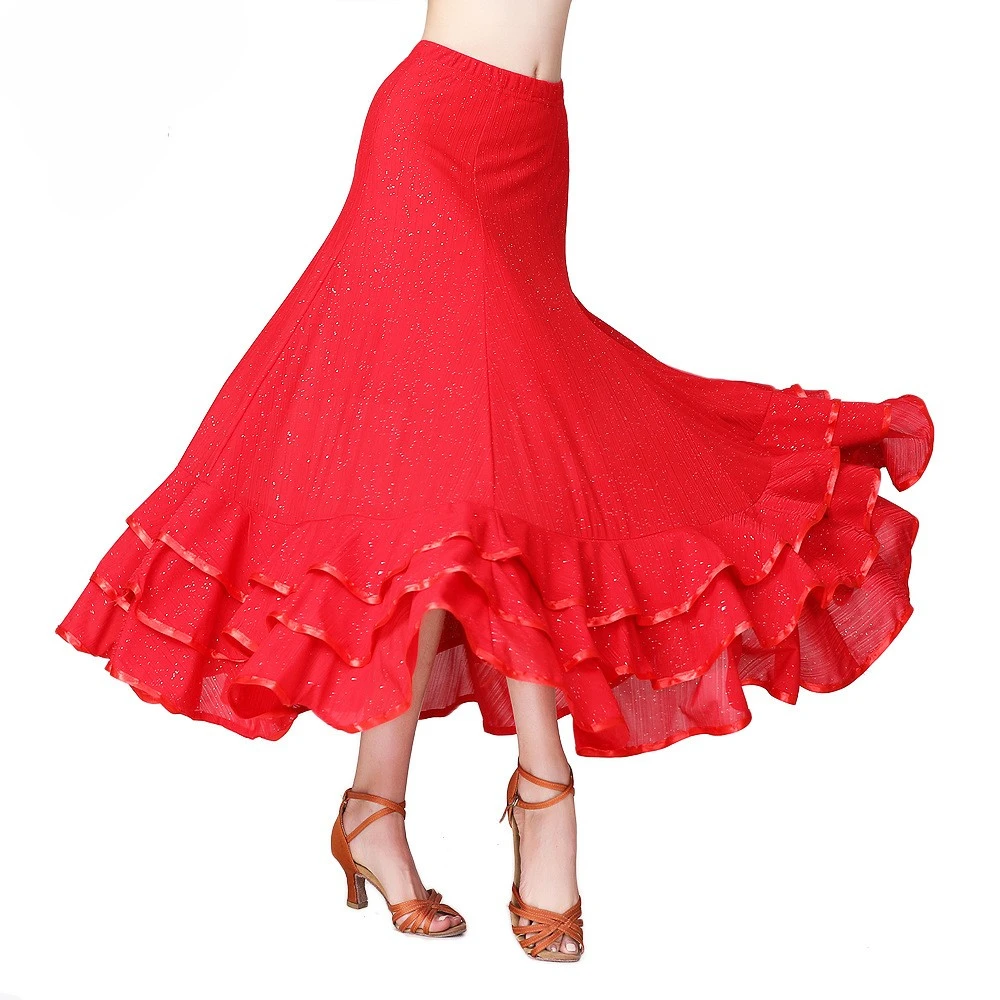 Waltz ballroom dance competition big swing skirt dance performance dress sequin skirt half length skirt