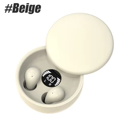 Compact Invisible Wireless Earbuds with Smart LED Display for Sleep, Fitness, and Travel (Beige)