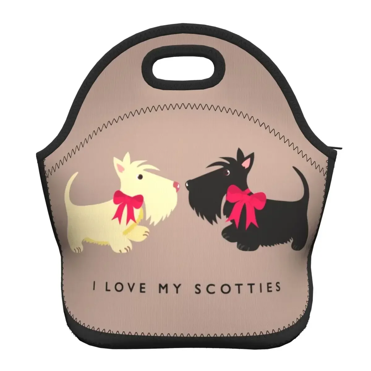 

West Highland White Terrier And Scottie Insulated Lunch Bag Women Scottish Terrier Dog Thermal Cooler Neoprene Food Lunch Box