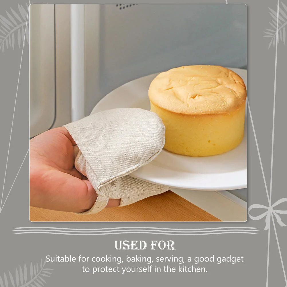 12 Pcs Beige Cotton Linen Oven Mitts Kitchen Gloves Heat Insulation Cooking Baking Protection Non Slip Pot Holder Thermal