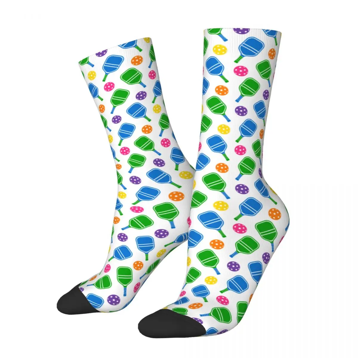 

Pickleball Green Blue Rackets Balls Design All Season Socks Merch for Female Male Cozy Printing Socks