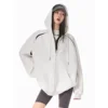 Ich Mode American Retro Heavyweight Hooded Cardigan Women's Loose Casual Outerwear Autumn New Style Versatile Loose Fit Hoodie