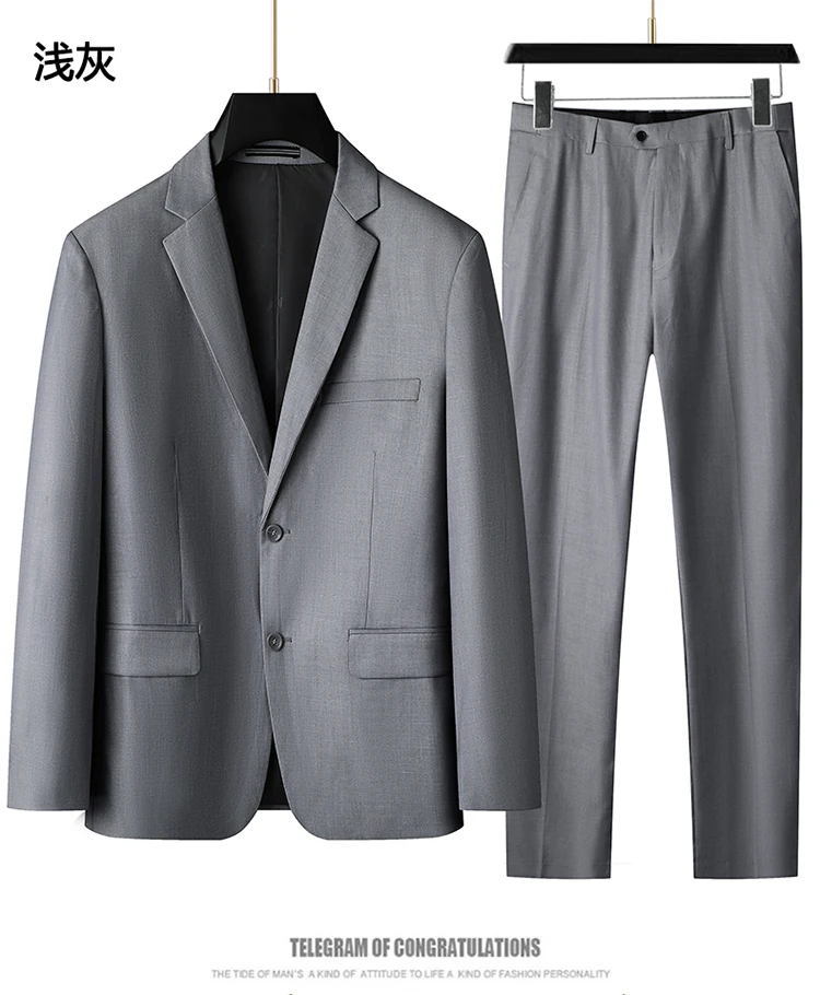 Image of High-End Large Size Men's Three-Piece Suit Set - Business Formal Wedding Dress Coat Vest Trousers Combo for plus Size Men