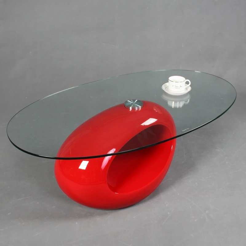 Designer Creative Oval Glass Coffee Table Large Hole Side Table Modern Living Room Furniture Minimalist Style Unique Home Table