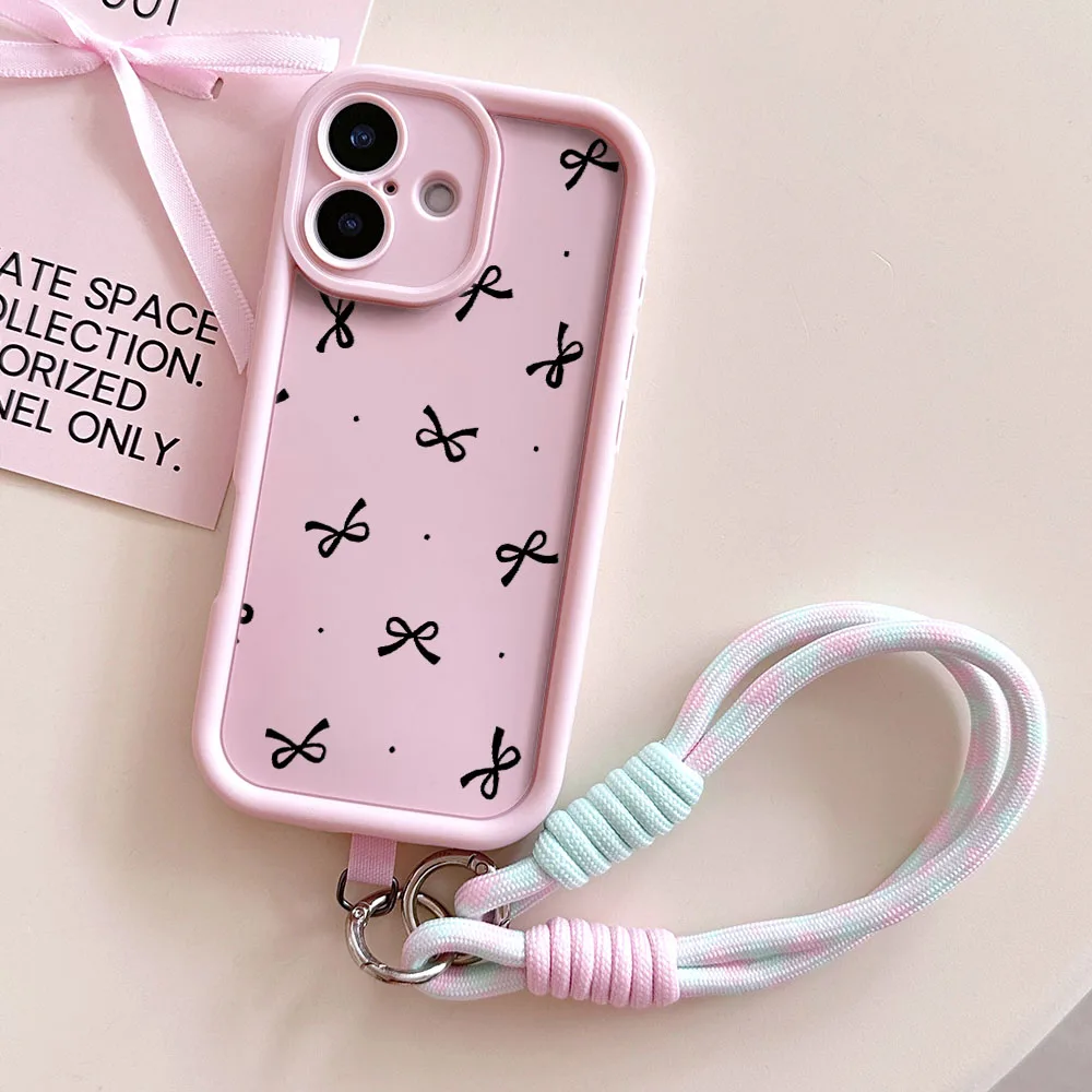 Funny Bowknot Wrist Chain Lanyard Phone Case