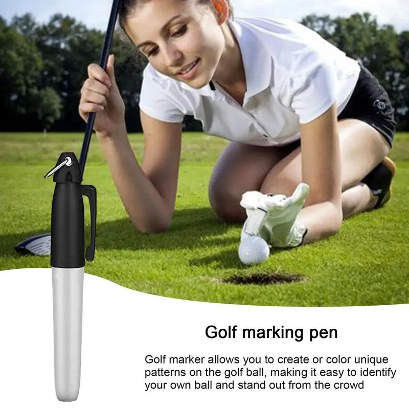 Golf Ball Liner Markers Pen Mini Waterproof Marker Pen With Hang Hook Template Drawing Tool Golf Ball Line Marker Supplies