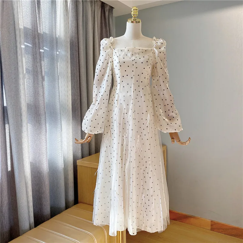 

Casual Print Square Neck Puff Sleeve Summer Dress Women Vintage Fashion Maxi Dress Outfit Ladies Sundress Vestidos