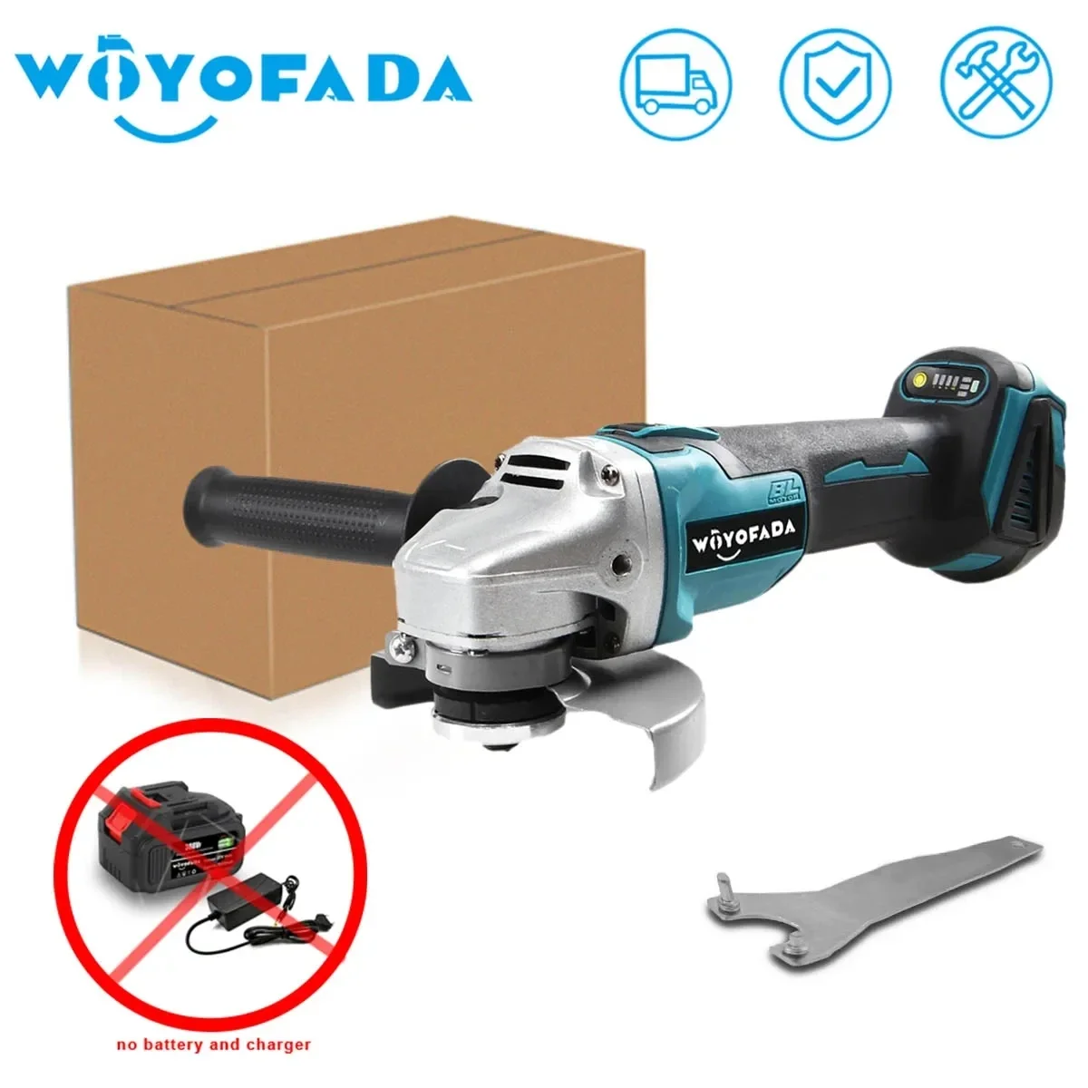 WOYOFADA 125/100mm Brushless Electric Angle Grinder Grinding Machine DIY Woodworking Power Tool Adapt For Makita 18V Battery