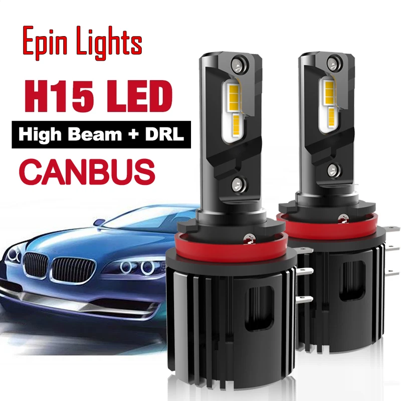 

2PCS Car Light H15 LED Bulb Canbus 20000LM 90W Turbo High Beam DRL Auto Headlight Lamp 6000K For BMW Benz VW Golf MK7 Ford Mazda