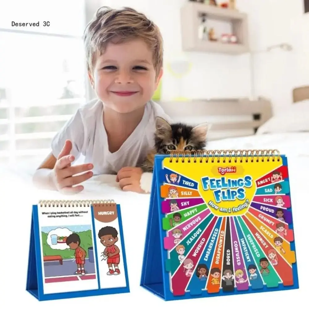 Early Educational Feelings and Emotions Book Montessori Interactive Social Emotional Book Creative Funny Reading Flip Book