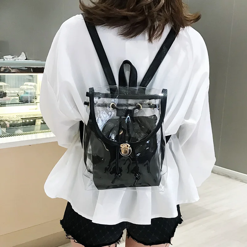 2025 New Mini Fashion Women Backpack PVC Designer Girl Clear Transparent Bag Jelly Travel Backpack for Lady Female Shoulder Bags