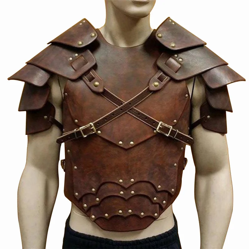 Medieval Vintage Pauldrons Shoulder Armor Cosplay Costume Party Faux Leather NEW 