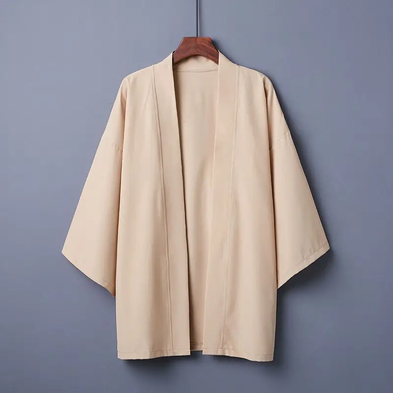 

2023 Men's Clothing Korean Loose Fashion Street Casual Cardigan Solid V-neck Handsome Spring Summer Three Quarter Sleeve Jackets