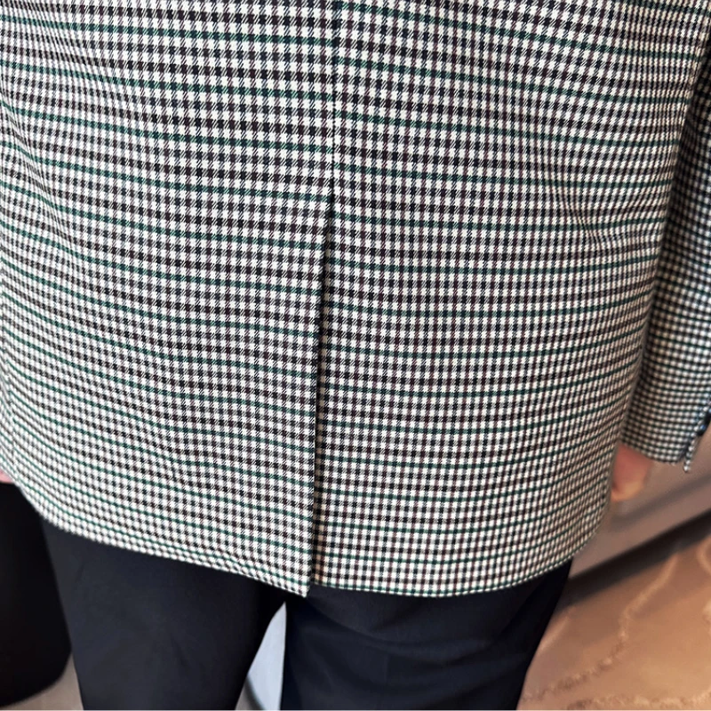 Men Suit Jacket Luxury Fashionable Business Slim Fit Lapel Plaid Dress Wedding Groom Tailcoat 4XL-M