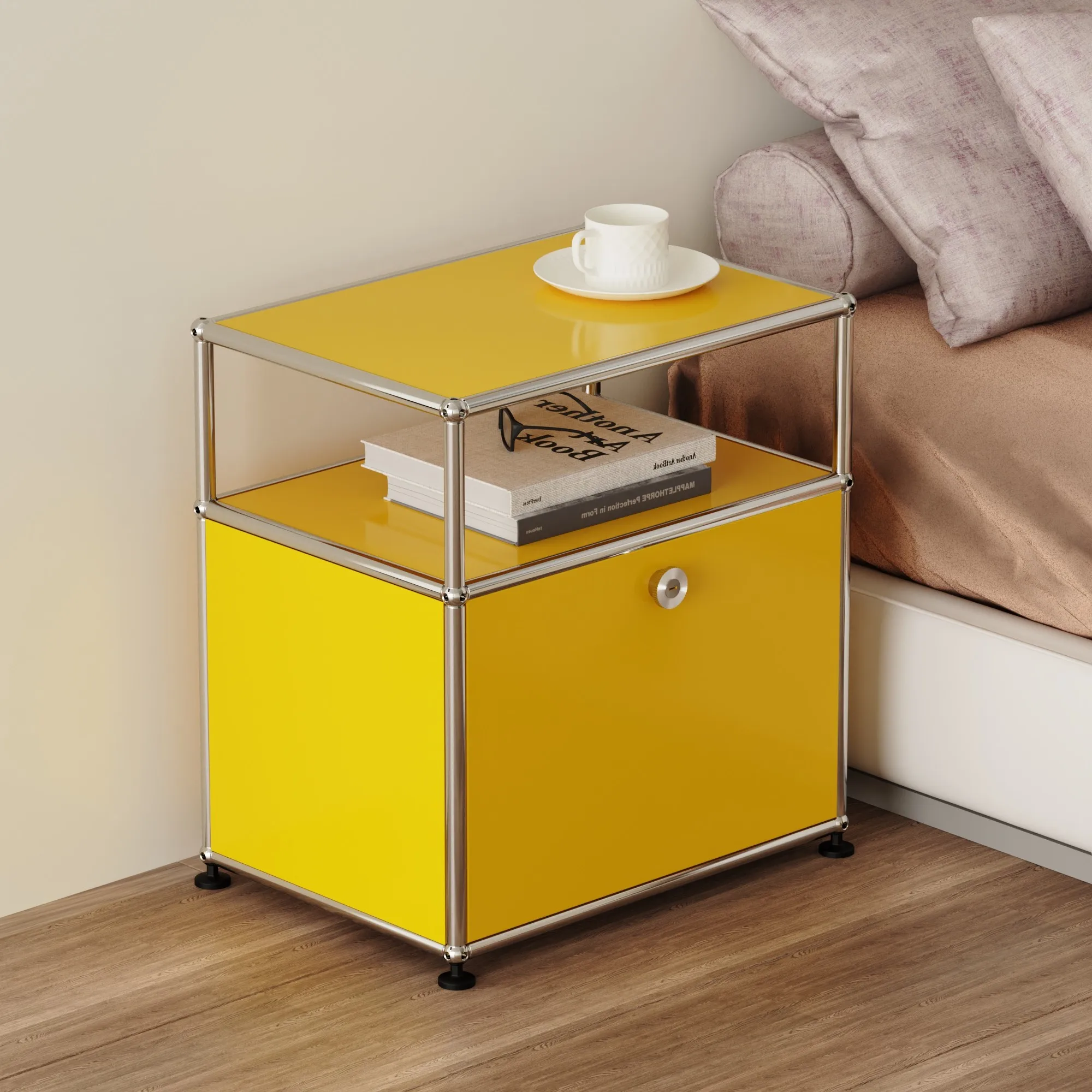 Hot Seller | Stylish Bedside Table Fashion Nightstands Bedroom Furniture All Metal Customizable Storage Cabinet for Restroom