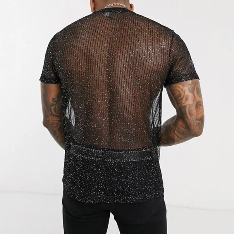 Men's Short Sleeve Mesh Party Shirt 2