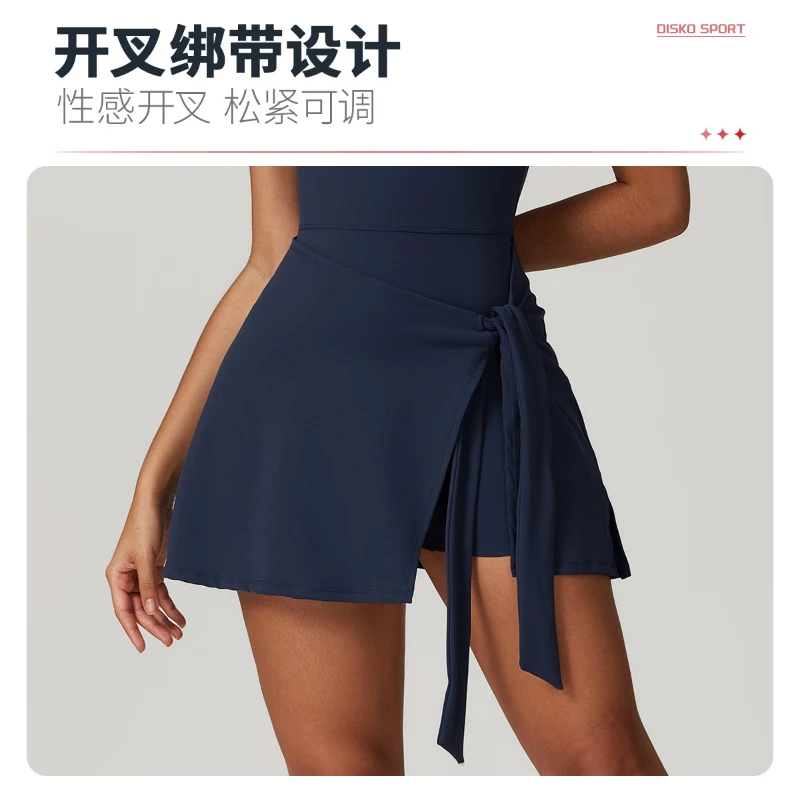 Tennis Golf Dress Slim Backless Casual Workout Sportwear with Built-in Shorts and Pockets Sleeveless Yoga Mini Dresses for Women