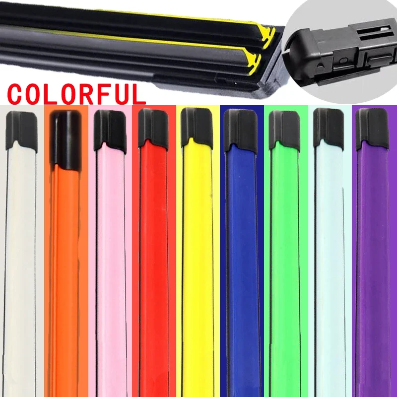

Colorful Car Windshield Wiper Blades Soft Double Layer Rubber Frameless Bracketless 16" 19" 20" 22" 24"26" 30" for Special Lock