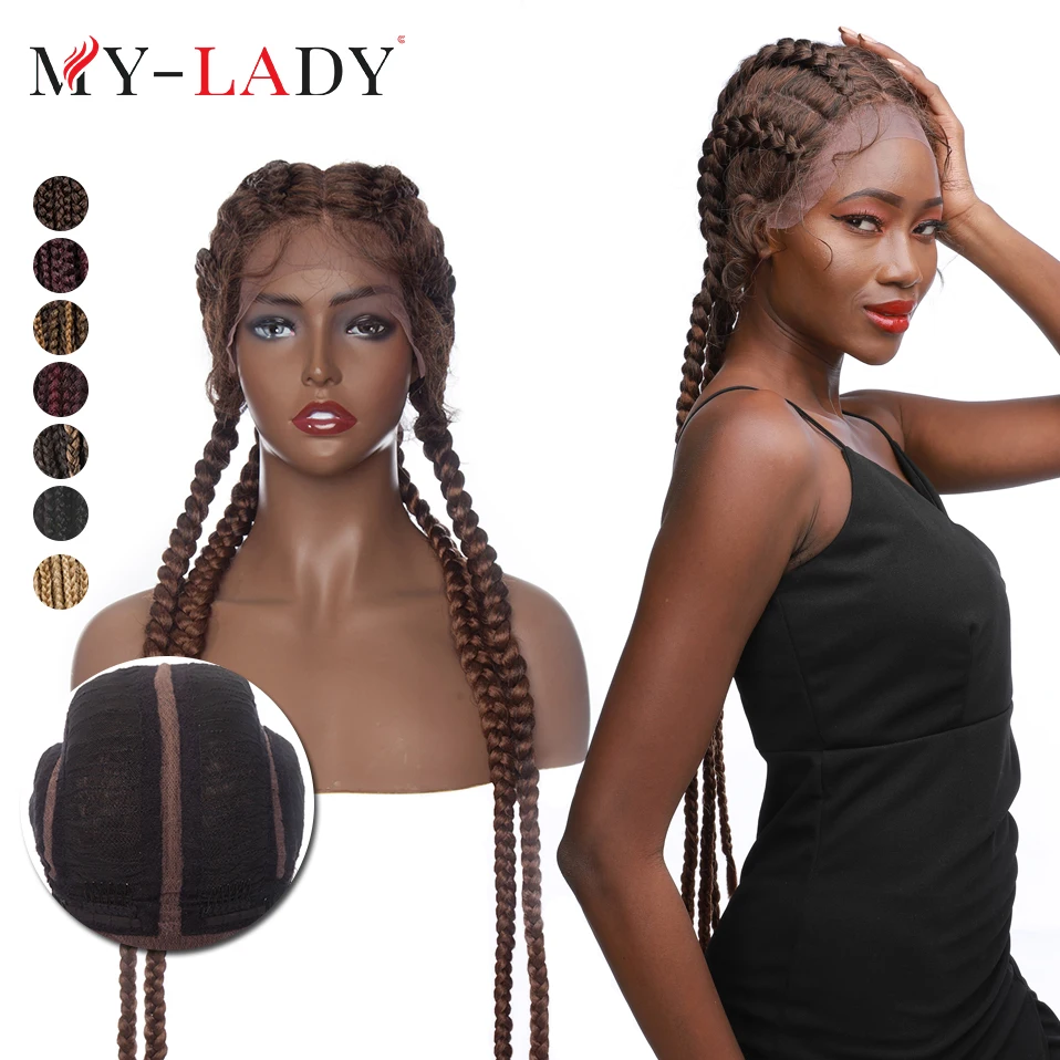 

Синтетические 32-дюймовые голландские кукурузные кружевные передние плетеные парики My-Lady для американской бразильской женщины длинный парик Черные Светлые волосы