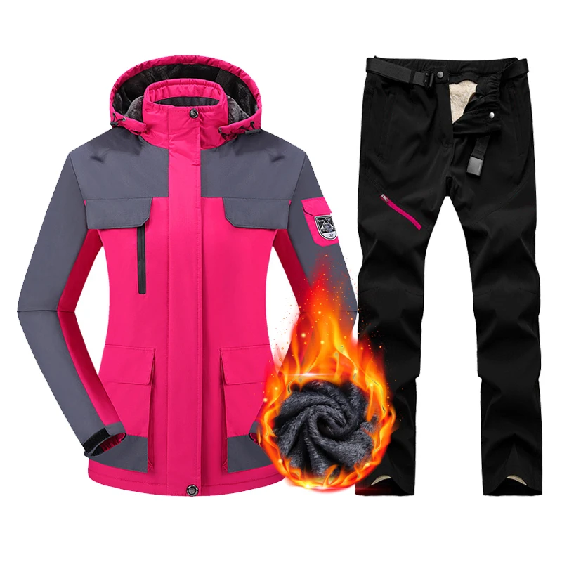 WomensSkiSuitWaterproofSnowboardFleeceJacketPantsWarmWinter