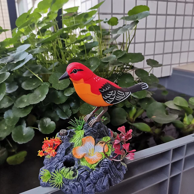 Electric Singing Voice-Activated Simulated Bird Toy Musical Parrot Magpie Model Electronic Pets Rockery Garden Decorations 5