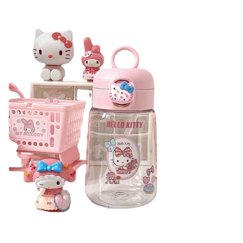 

Hello Kitty Anime Portable Water Cup Kawaii Portable Transparent Straw Cup Portable Cinnamon Roll Water Cup Couple Cup Wholesale