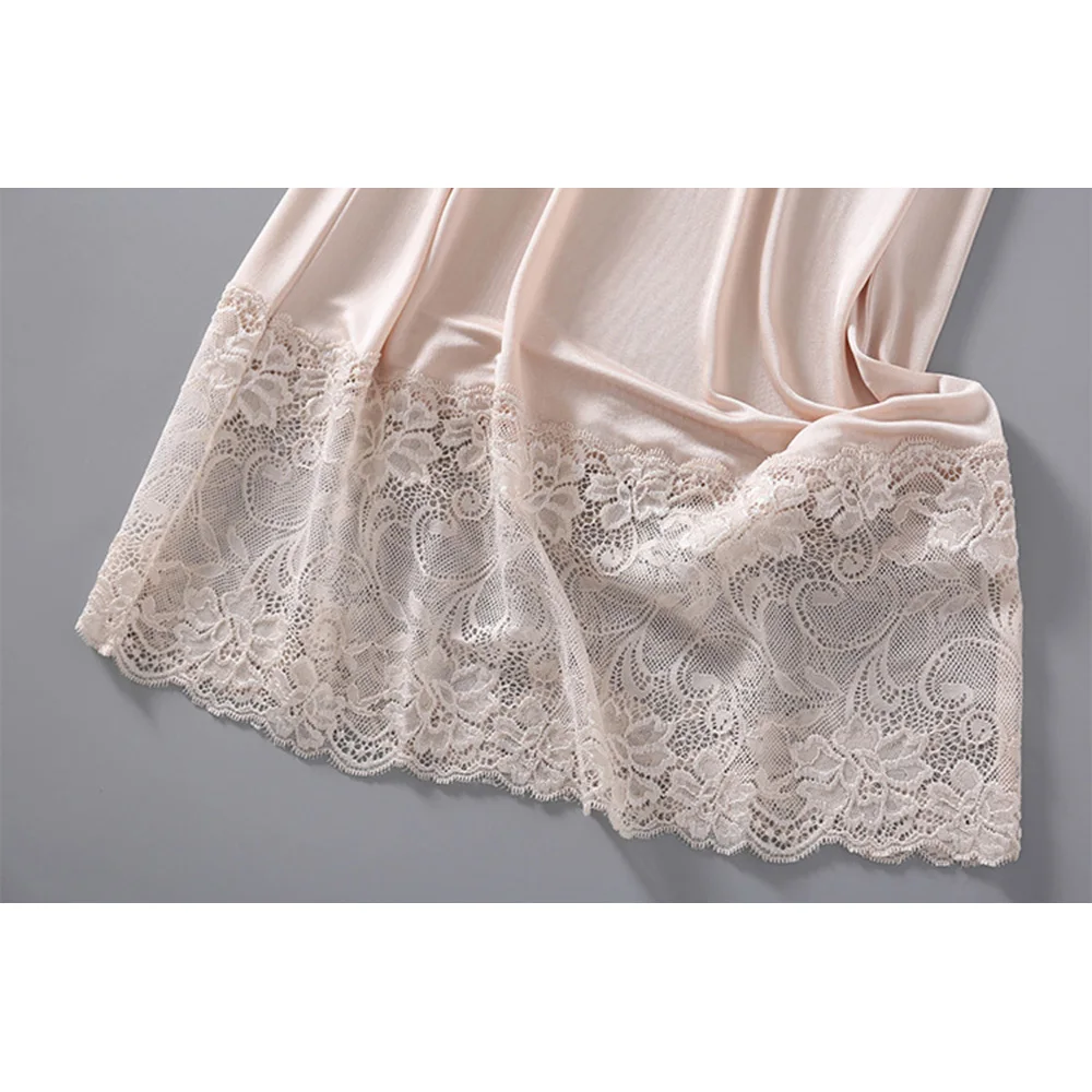 Women's Full Slips for Under Dresses 50% Mulberry Silk Lace Nightgown Sleepwear Tank Sleeveless Nightshirt petticoat skirt half slip skirt women full slip dress