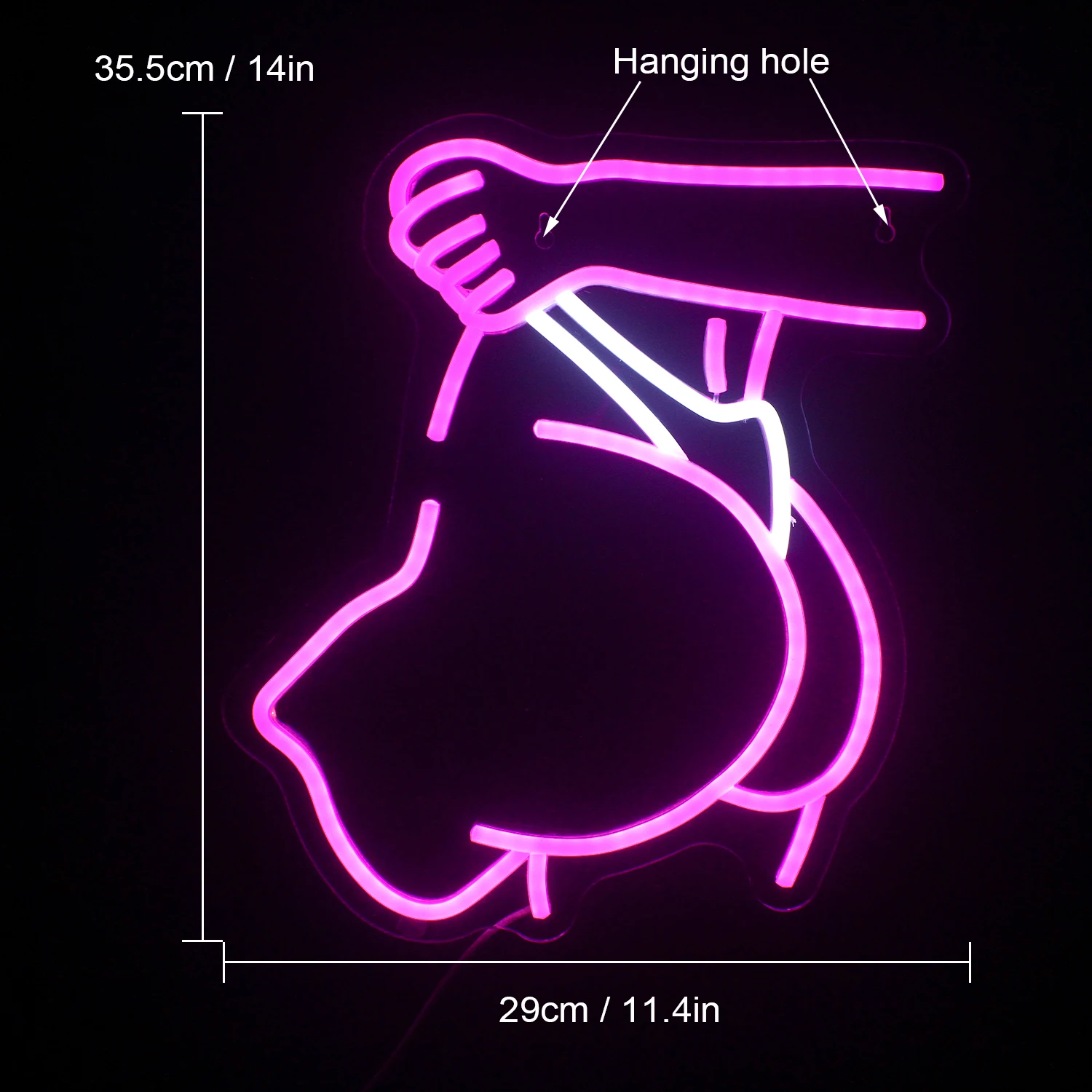 Description Picture 4 of itemWoman Ass Naked Neon Led Sign Sexy Pink Half Body LED Lights Hanging Wall Decor Bar Shop Party Club Home Bedroom USB Power Lamp