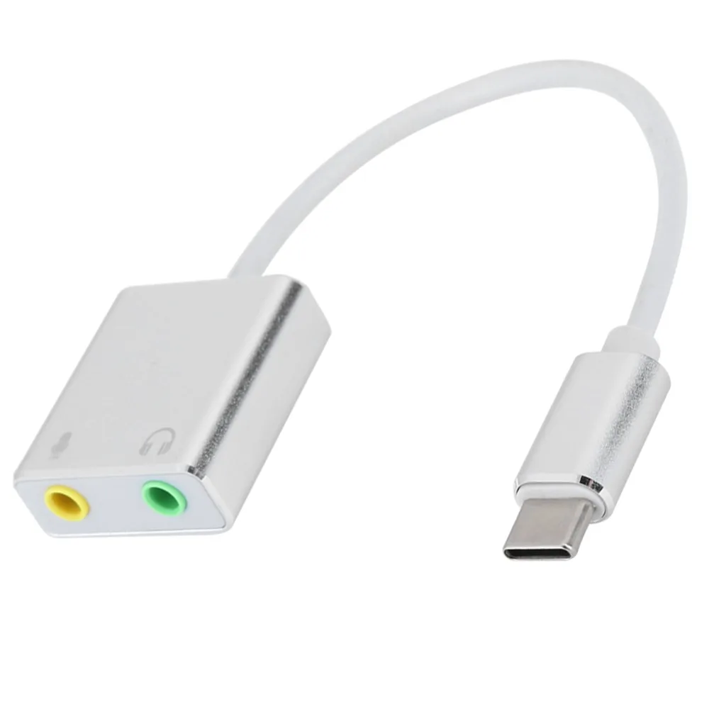 7.1 채널 USB 사운드 카드 플러그 앤 플레이 3.5mm 암형 타입-C - 3.5mm 오디오 어댑터 드라이버 불필요 알루미늄 합금 USB 오디오 분배기