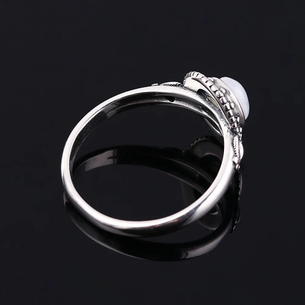 Nasiya New Design 5X7mm Natural Moonstone Ring Silver Jewelry for Women Cocktail Party Birthday Gift