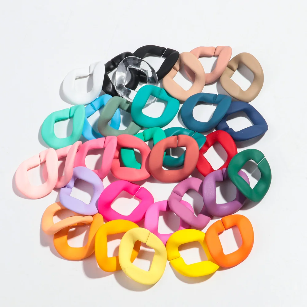 15 Stück große, matte, quadratische Gliederkette aus Acryl, 37 x 34 mm, lose Perlen für Armbänder, Halsketten, Taschenketten, Herstellung von DIY-Schmuckzubehör