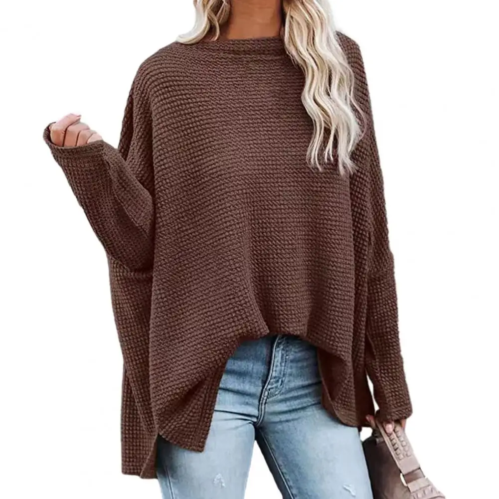 

Блузка женская однотонная с косым вырезом, элегантный Свободный пуловер на одно плечо, с длинным рукавом «летучая мышь», на осень-весну