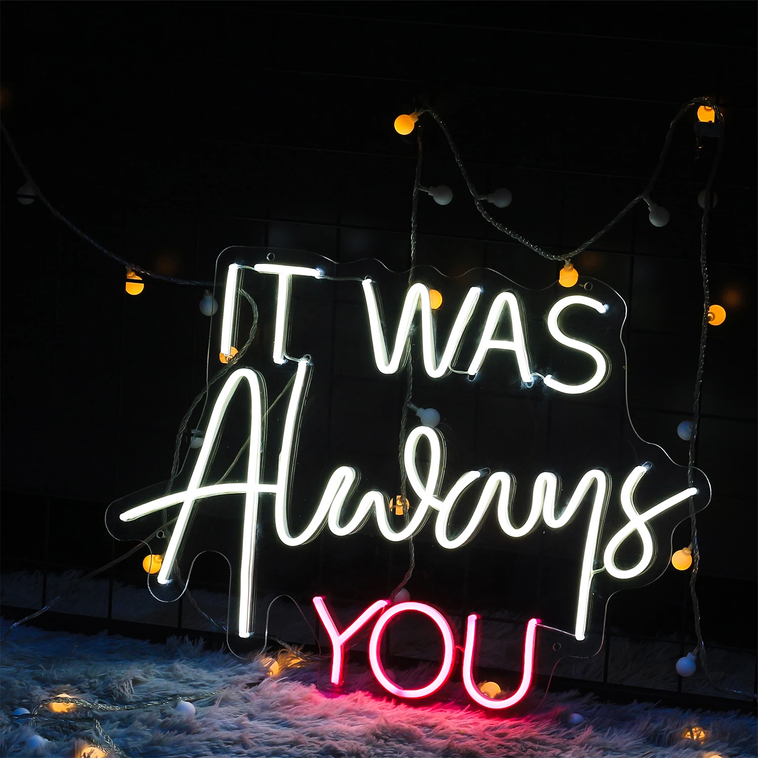 It Was Always You Neon Light Sign Handmade Wedding Wall Decoration Letter Led Bulbs For Party Home Decor Bridal Gift Banner Lamp