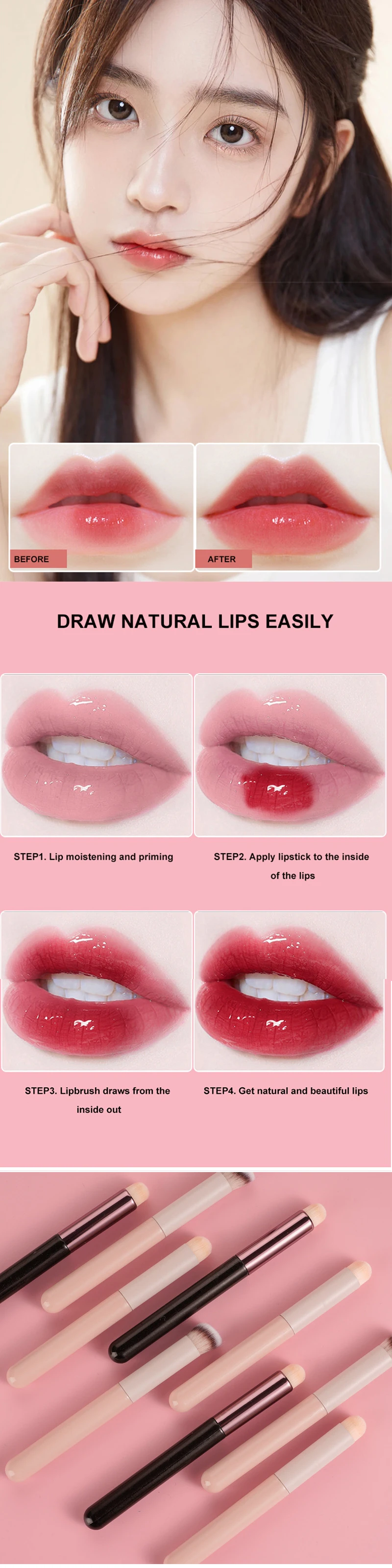 Description Picture 2 of item1/4Pcs Soft Mushroom Sponge Head Makeup Brushes Lipstick Lip Makeup Brush Portable Cosmetic Tools Foundation Concealer Brush