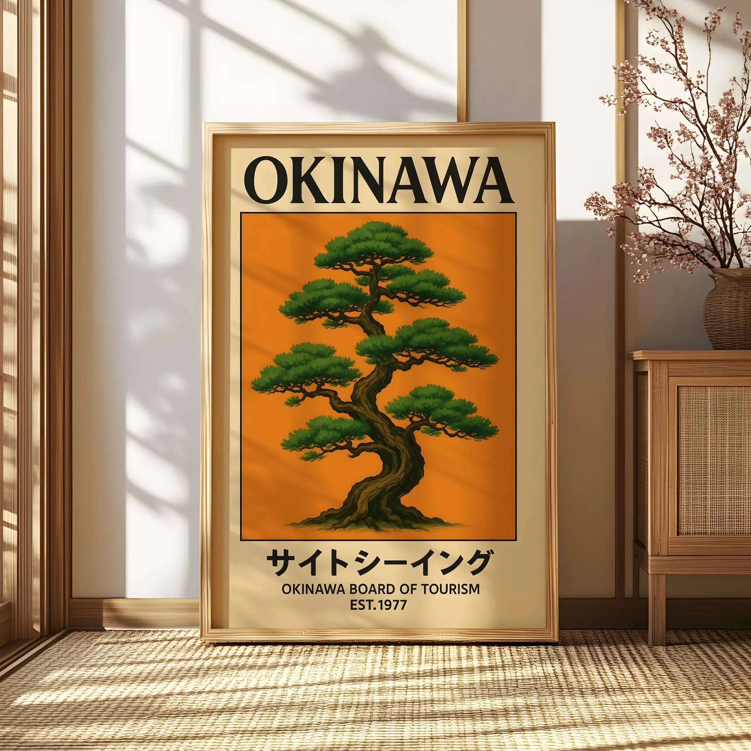 Affiche Déco Murale 'Okinawa' Sur Toile - 70x100 Cm - Style Rétro Moderne - Pour Salon, Chambre, Bureau - Lot De 2 Cadres - 12