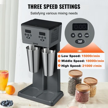 VEVOR Milkshake Maker, 375W x 2 Electric Milkshake Machine, Commercial Double Heads Drink Mixer Blender 5