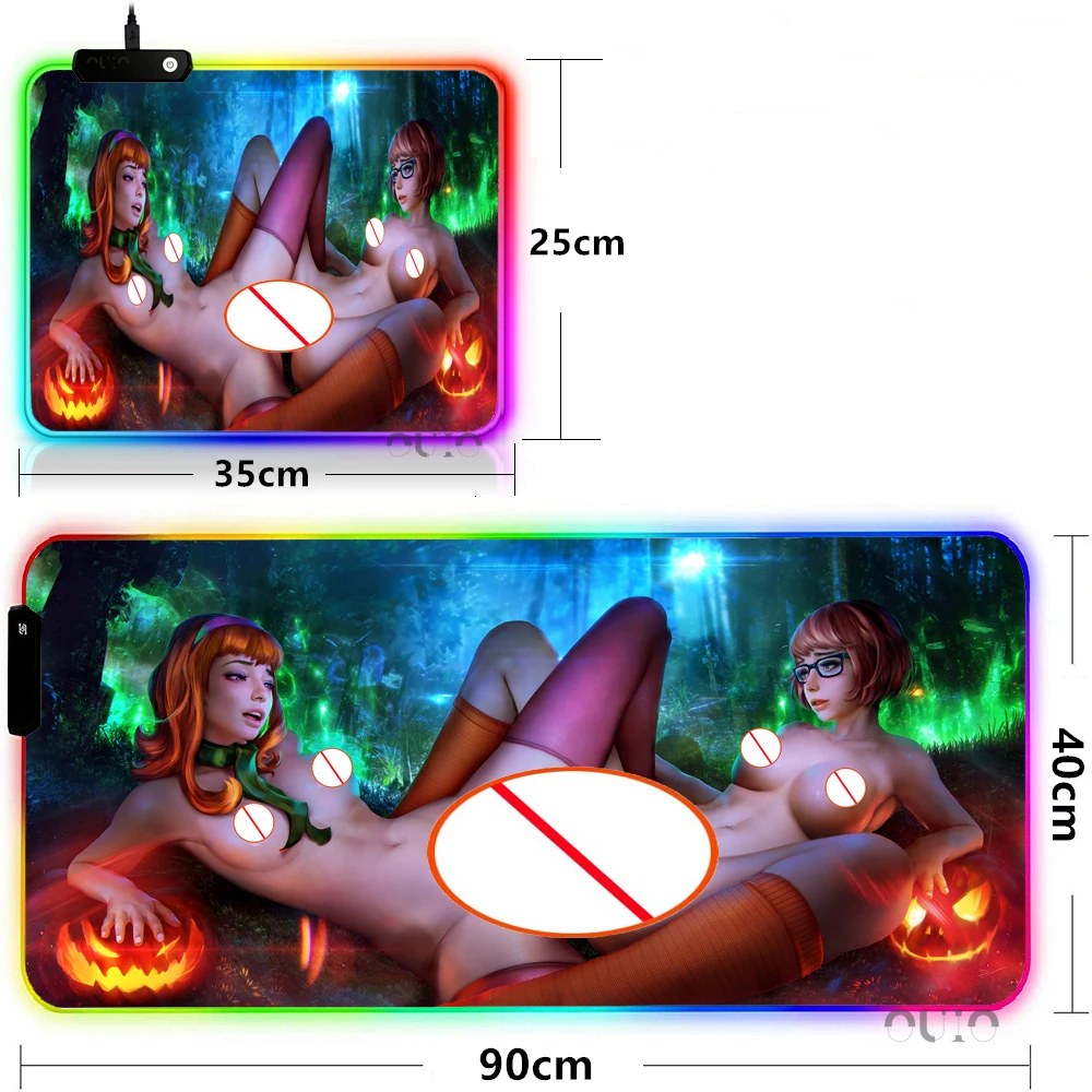 

Sexy Anime Girl Big Tits Big Ass Busty Beauty Scooby-Doo RGB Gaming Mouse Pad LED Desk Pad Rubber Non-slip Thickening Tablemat