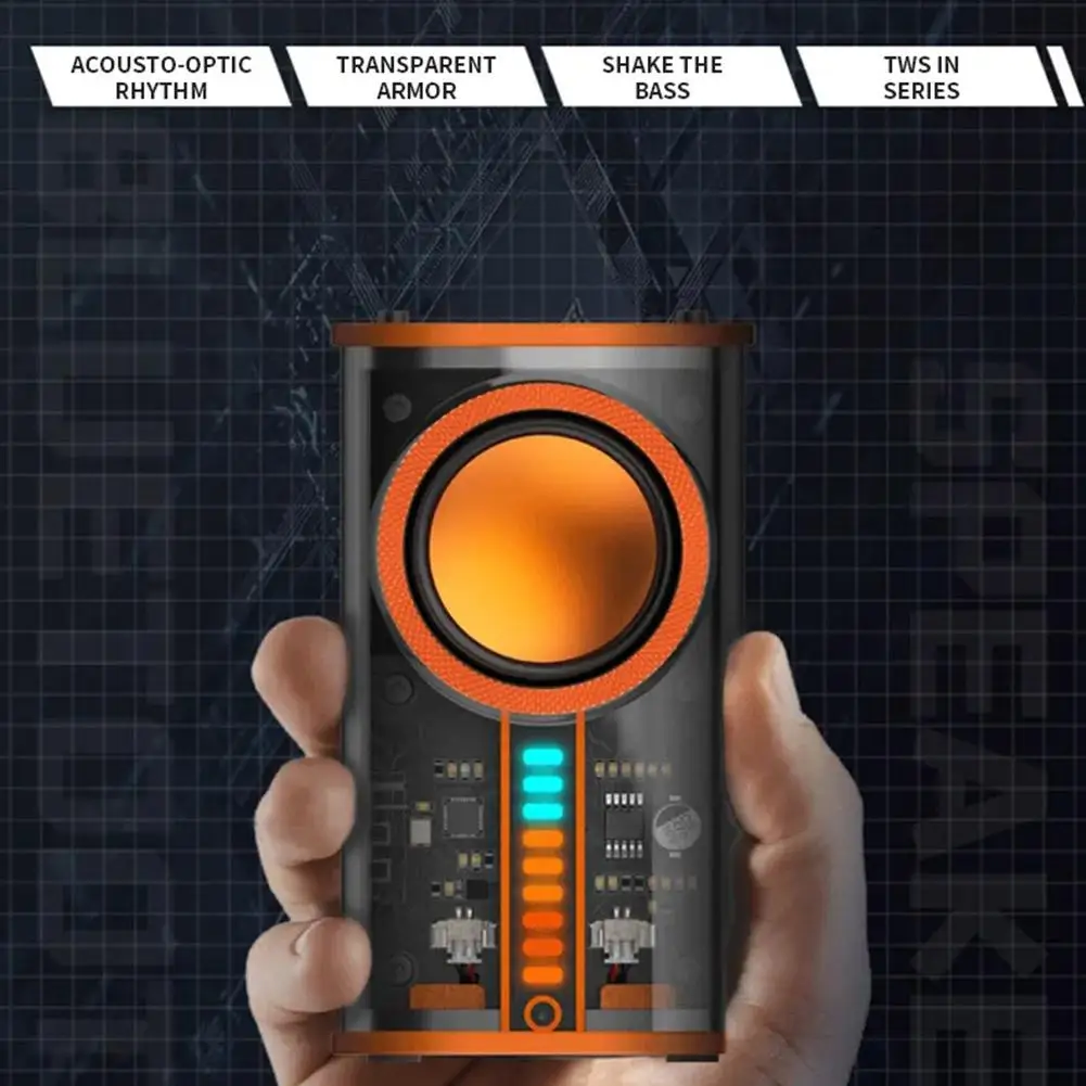 K07 Wireless Bluetooth Speaker Transparent Armor Portable Speaker Mini Lamp Outdoor Usb Loudspeaker Control L4d7
